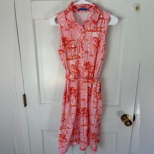 NWOT J. McLaughlin Dolly Catalina Dress Pink Flamingo Palm Trees, Size Medium M
